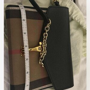Burberry Black Leather & Vintage Check Chain Shoulder Bag
